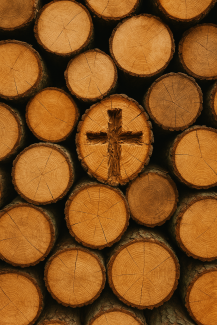 Holzstoss mit Kreuz